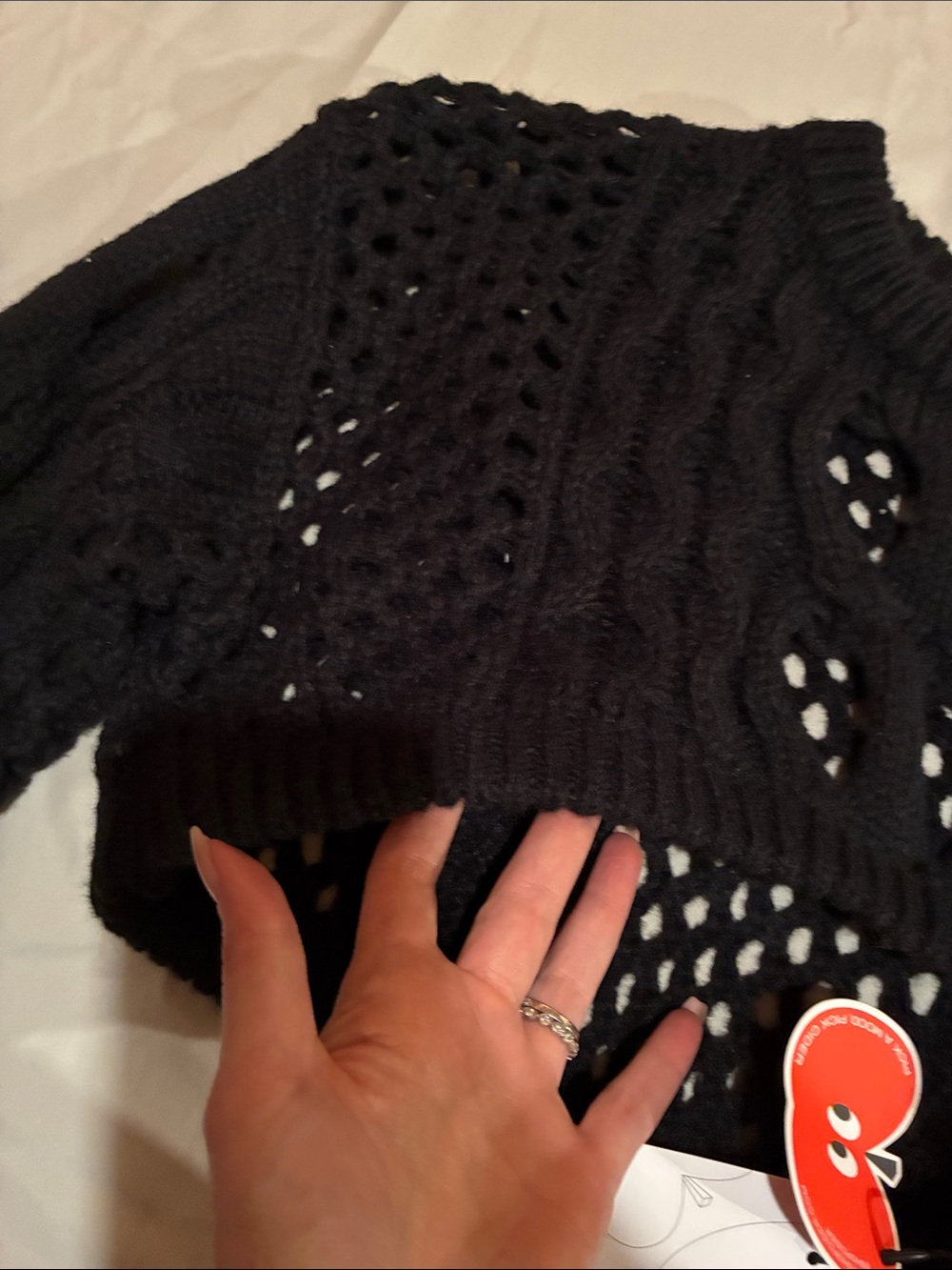 Black Cropped Cable Knit Sweater M - Picture 4 of 4